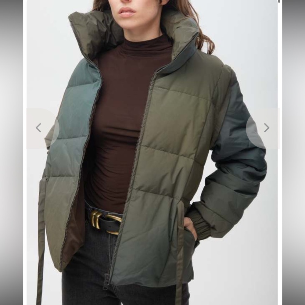 Paloma Wool Eclipse Convertible Puffer Jacket Womens Large Green Belted